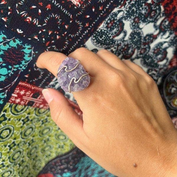 anillo drusa amatista premium