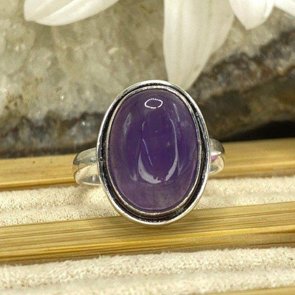 anillo baño plata amatista premium