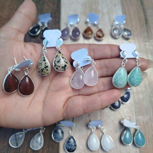 aros gota colgantes baño de plata