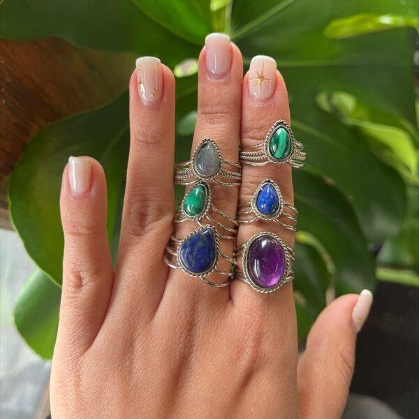 asia anillo alpaca artesanales con piedra